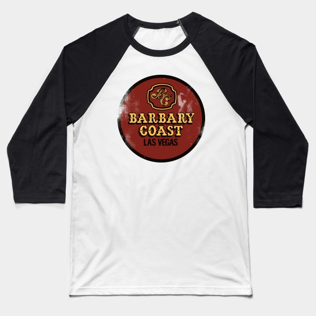 Retro Vintage Barbary Coast Casino Las Vegas Baseball T-Shirt by StudioPM71